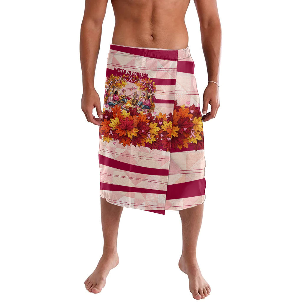United In Courage Breast Cancer Awareness Pink Ribbon Lavalava Autumn Oak Leaves Acorns Campfire Gathering
