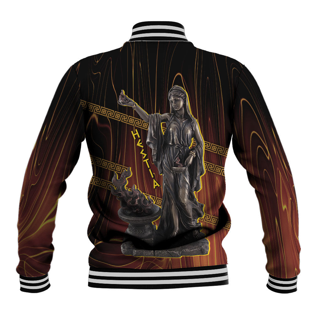 Hestia Greek Goddess Baseball Jacket Ancient Mythology Hearth Fire Bronze Statue Art