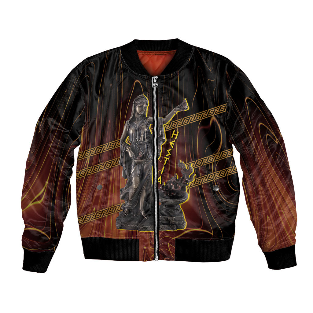 Hestia Greek Goddess Bomber Jacket Ancient Mythology Hearth Fire Bronze Statue Art