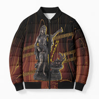 Hestia Greek Goddess Bomber Puffer Jacket Ancient Mythology Hearth Fire Bronze Statue Art