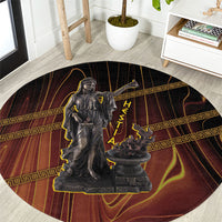 Hestia Greek Goddess Round Carpet Ancient Mythology Hearth Fire Bronze Statue Art
