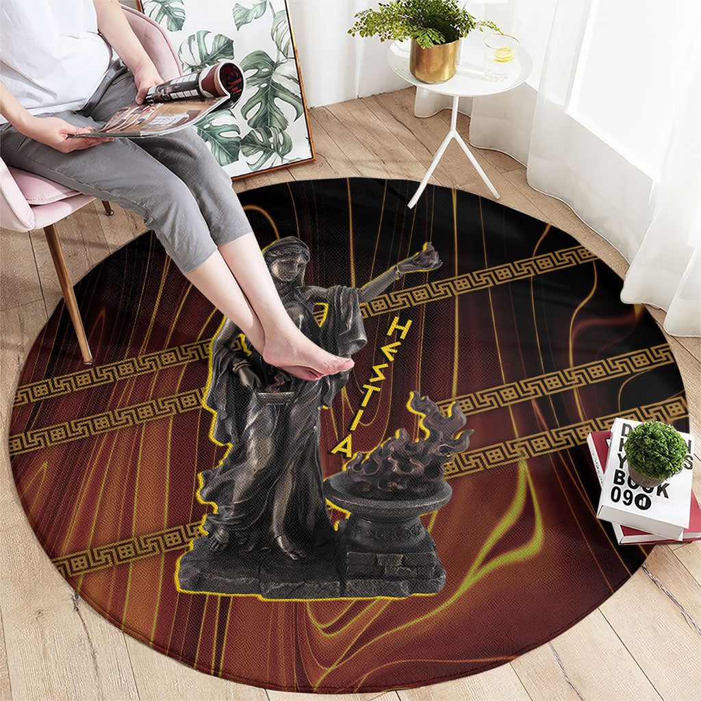 Hestia Greek Goddess Round Carpet Ancient Mythology Hearth Fire Bronze Statue Art
