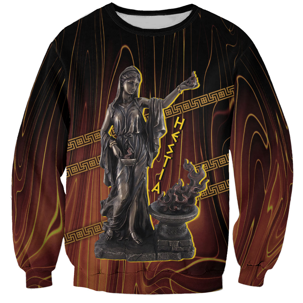 Hestia Greek Goddess Sweatshirt Ancient Mythology Hearth Fire Bronze Statue Art