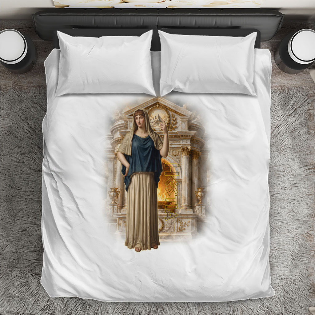 Hestia Greek Goddess Bedding Set Ancient Mythology Hearth Fire Classical Temple Art