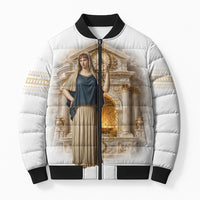 Hestia Greek Goddess Bomber Puffer Jacket Ancient Mythology Hearth Fire Classical Temple Art