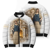 Hestia Greek Goddess Bomber Puffer Jacket Ancient Mythology Hearth Fire Classical Temple Art