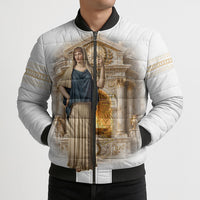 Hestia Greek Goddess Bomber Puffer Jacket Ancient Mythology Hearth Fire Classical Temple Art