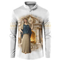 Hestia Greek Goddess Button Sweatshirt Ancient Mythology Hearth Fire Classical Temple Art