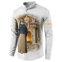 Hestia Greek Goddess Button Sweatshirt Ancient Mythology Hearth Fire Classical Temple Art