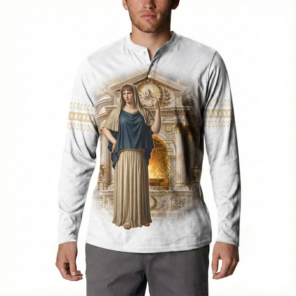 Hestia Greek Goddess Button Sweatshirt Ancient Mythology Hearth Fire Classical Temple Art