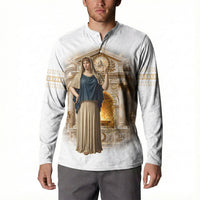 Hestia Greek Goddess Button Sweatshirt Ancient Mythology Hearth Fire Classical Temple Art