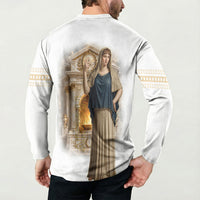 Hestia Greek Goddess Button Sweatshirt Ancient Mythology Hearth Fire Classical Temple Art