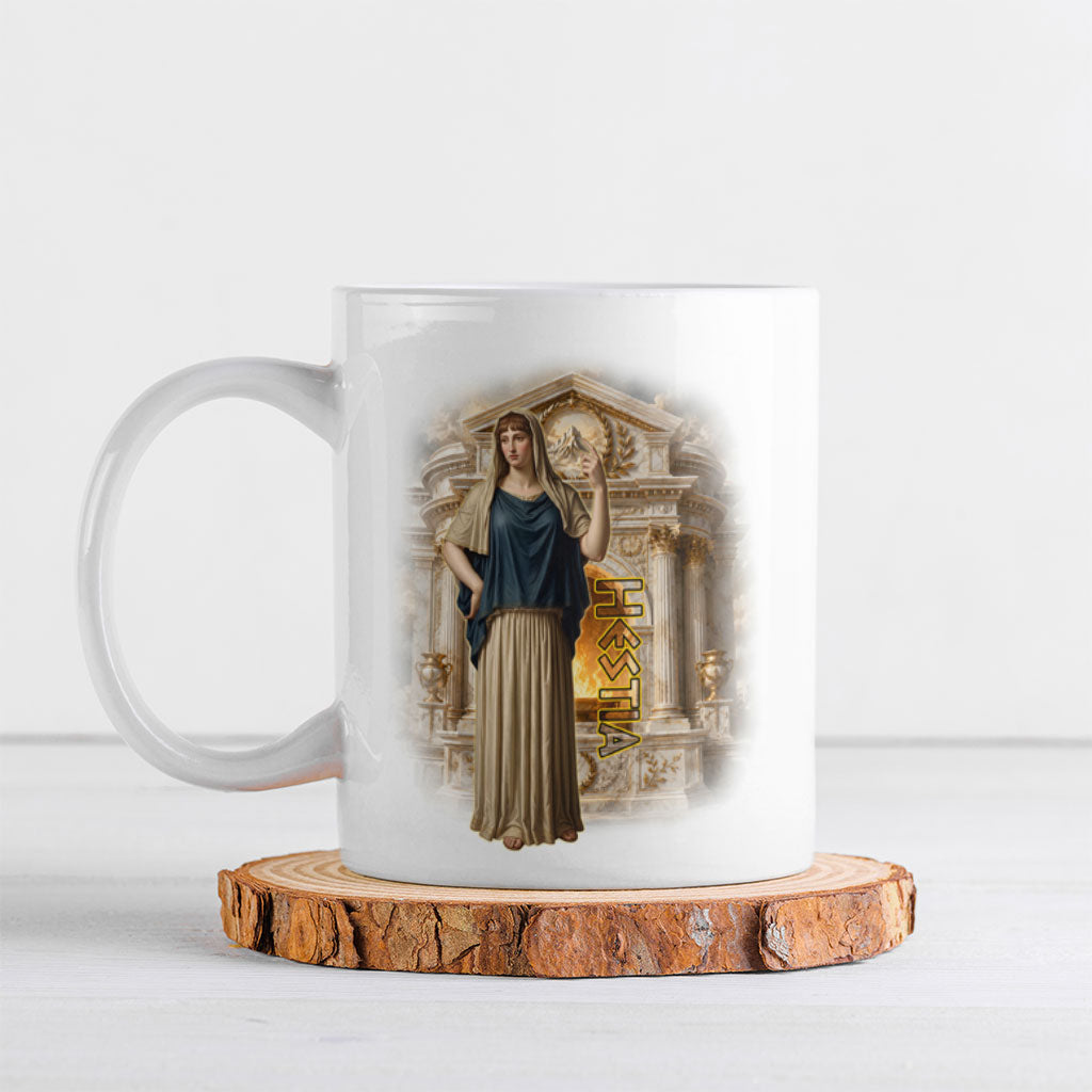 Hestia Greek Goddess Ceramic Mug Ancient Mythology Hearth Fire Classical Temple Art