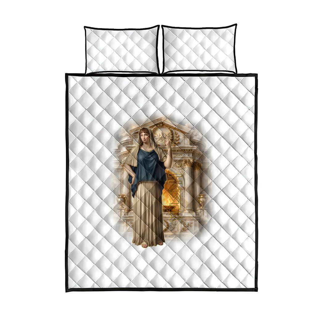 Hestia Greek Goddess Quilt Bed Set Ancient Mythology Hearth Fire Classical Temple Art