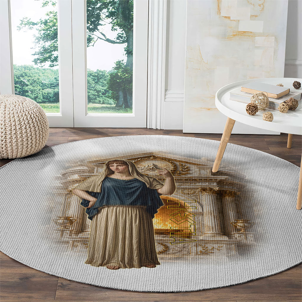 Hestia Greek Goddess Round Carpet Ancient Mythology Hearth Fire Classical Temple Art