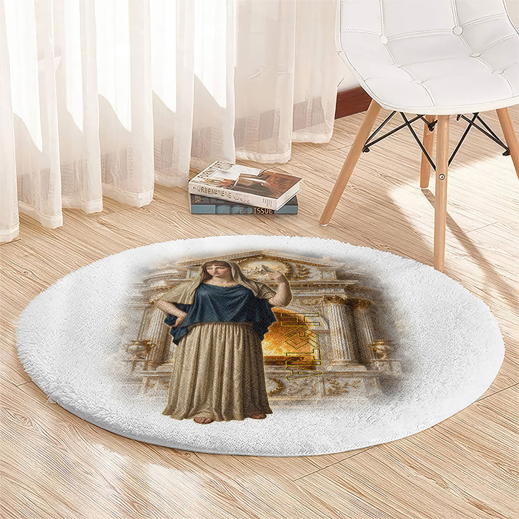 Hestia Greek Goddess Round Carpet Ancient Mythology Hearth Fire Classical Temple Art