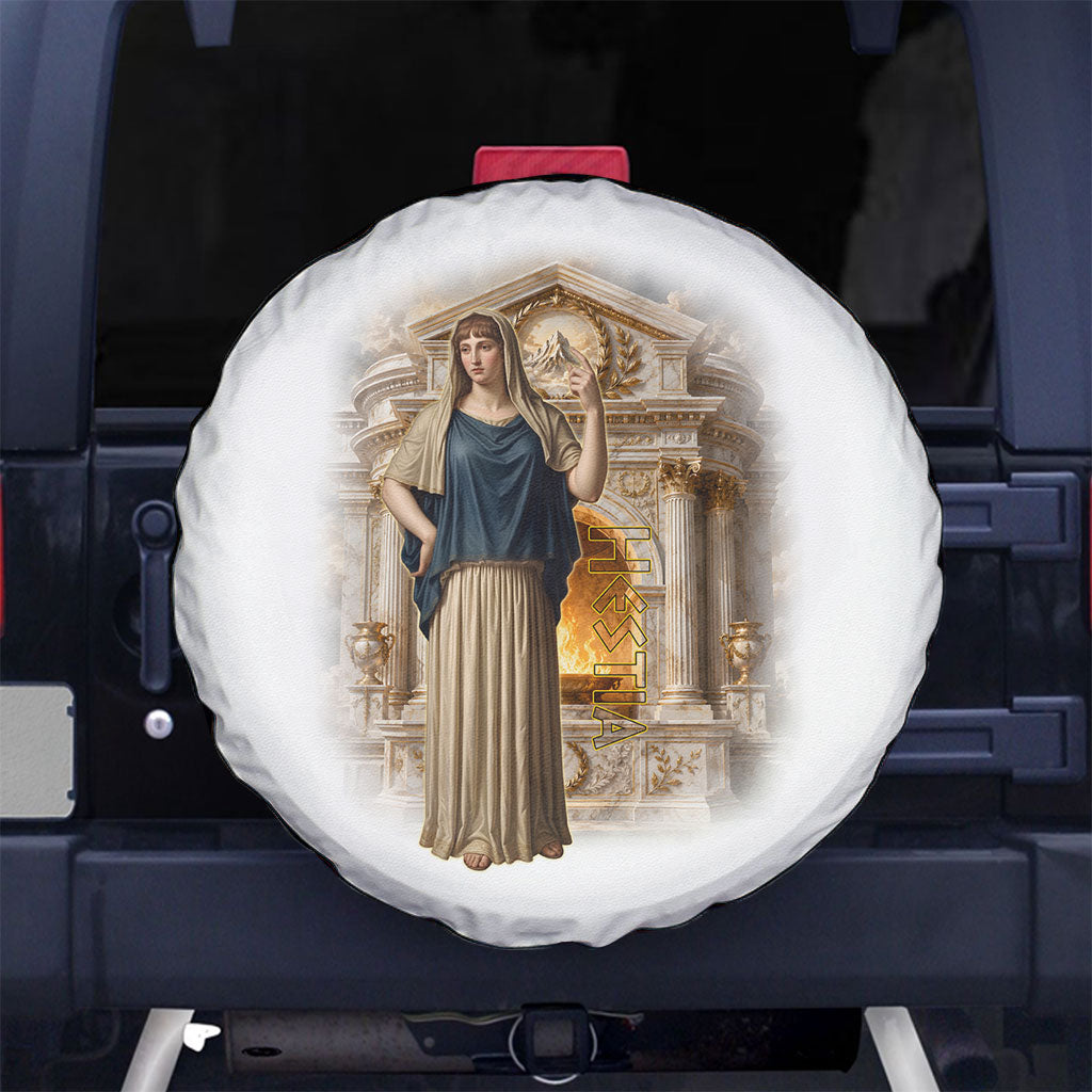 Hestia Greek Goddess Spare Tire Cover Ancient Mythology Hearth Fire Classical Temple Art
