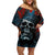 Skull King Family Matching Off Shoulder Short Dress and Hawaiian Shirt The Time Is Always Right To Do What Is Right - Wonder Print Shop