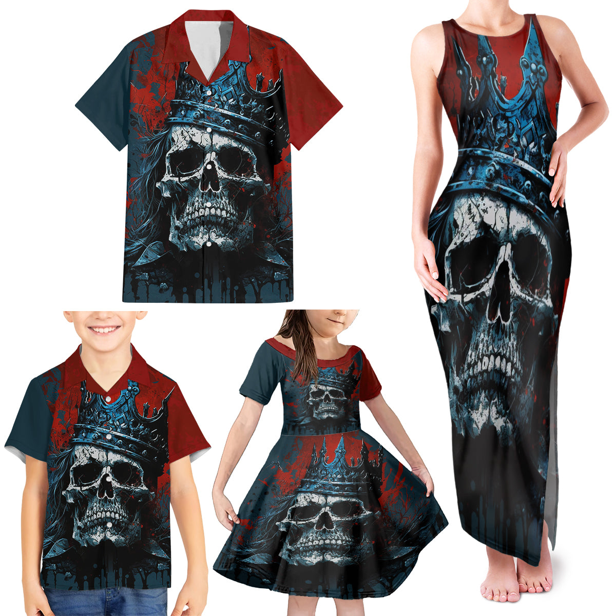 Skull King Family Matching Tank Maxi Dress and Hawaiian Shirt The Time Is Always Right To Do What Is Right - Wonder Print Shop