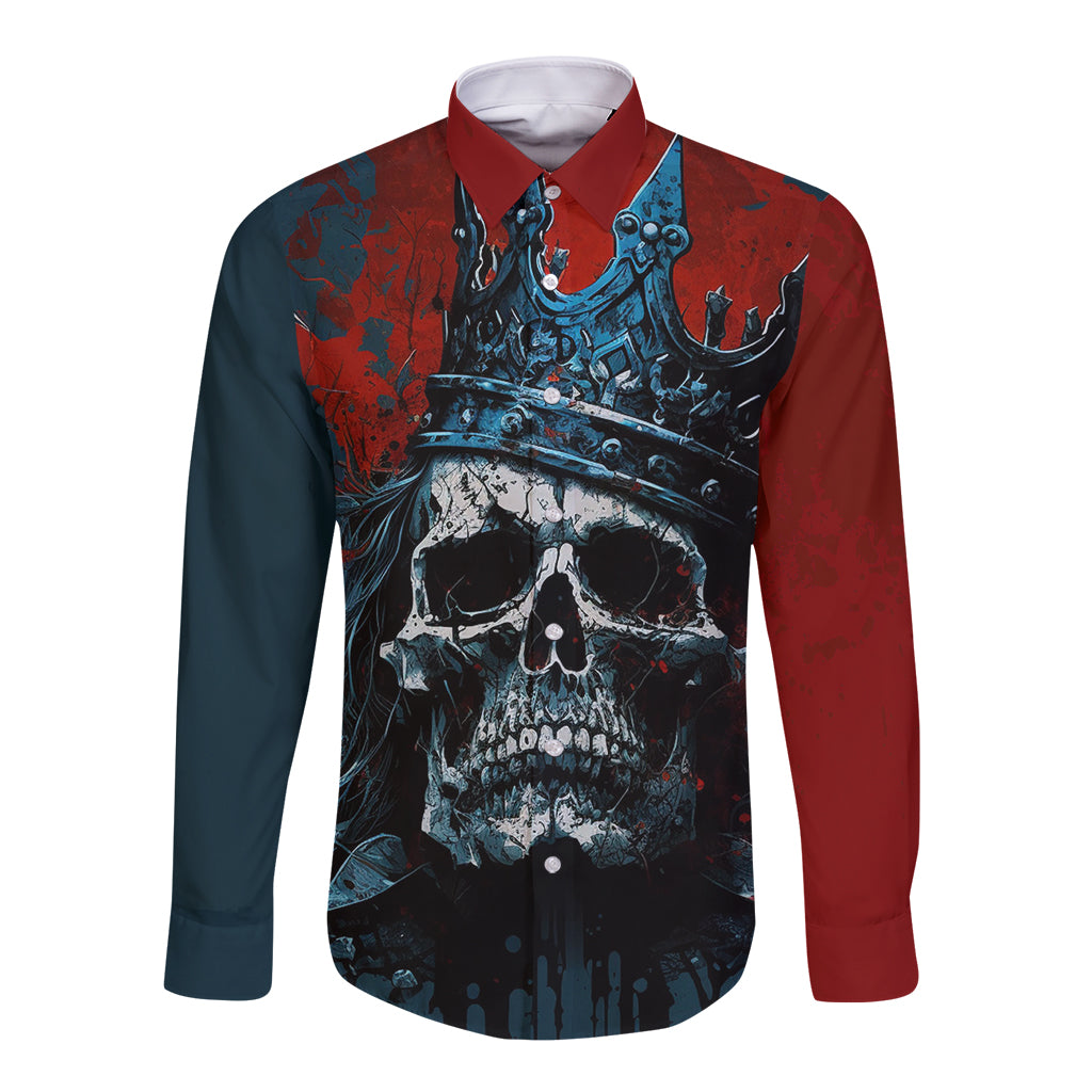 Skull King Long Sleeve Button Shirt The Time Is Always Right To Do What Is Right - Wonder Print Shop