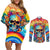 Floral Skull Couples Matching Off Shoulder Short Dress and Long Sleeve Button Shirts I'm Blunt because god rolled me that way - Wonder Print Shop