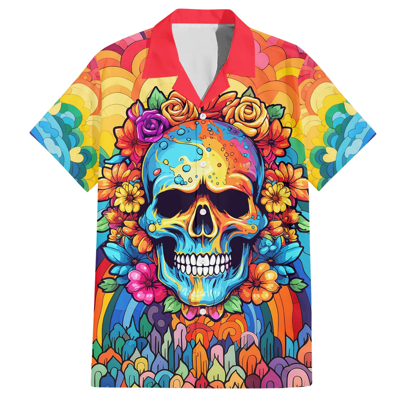 Floral Skull Hawaiian Shirt I'm Blunt because god rolled me that way - Wonder Print Shop