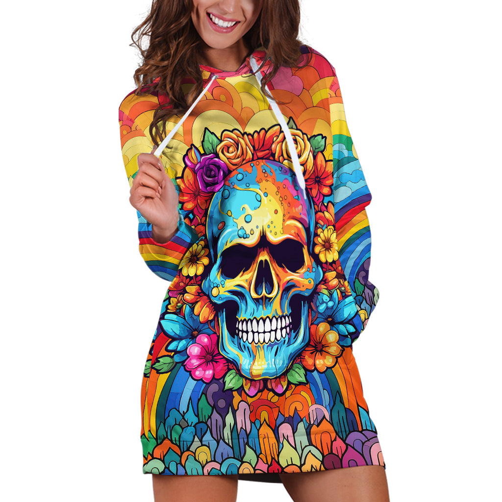 Floral Skull Hoodie Dress I'm Blunt because god rolled me that way - Wonder Print Shop