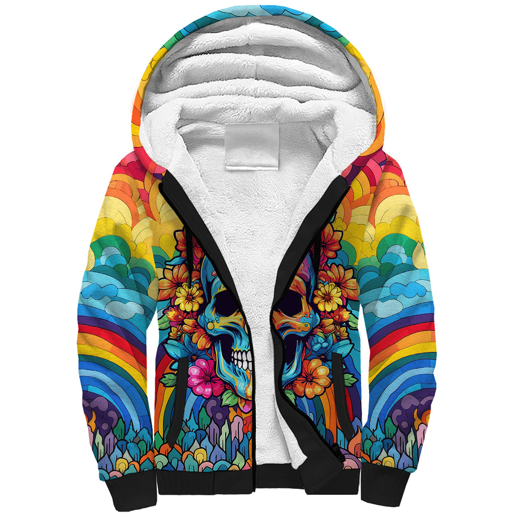 Floral Skull Sherpa Hoodie I'm Blunt because god rolled me that way - Wonder Print Shop