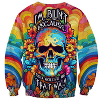 Multicolor sweatshirt with floral skull back print and slogan text