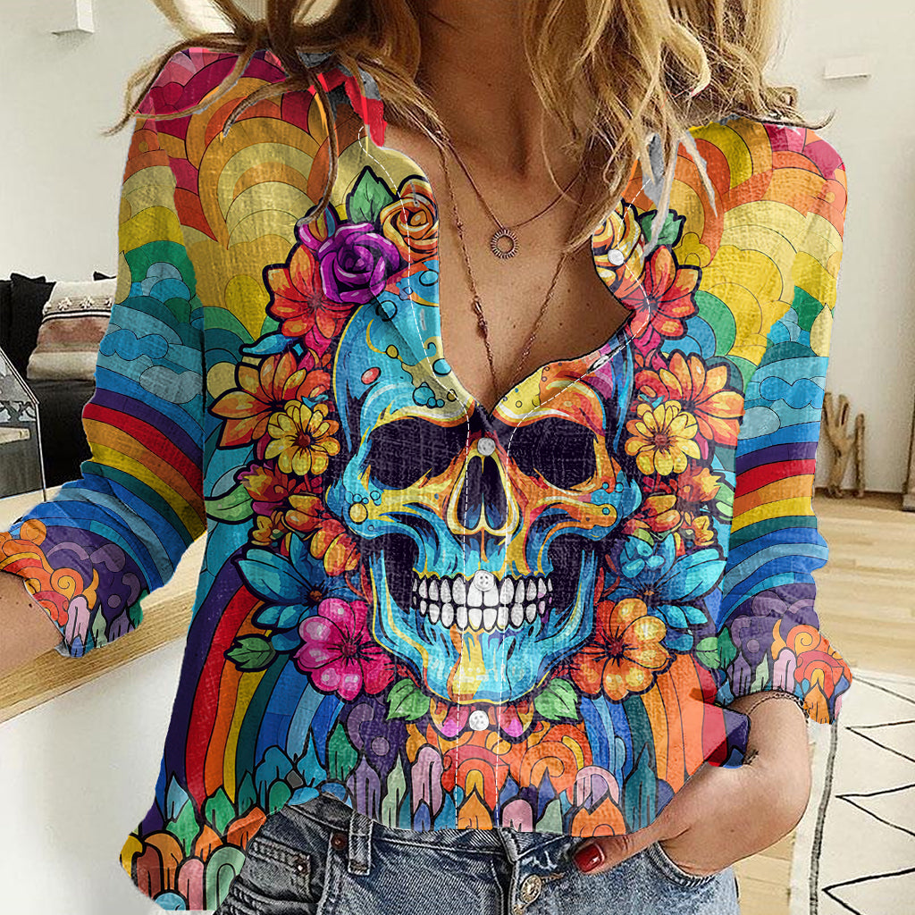 floral-skull-women-casual-shirt-im-blunt-because-god-rolled-me-that-way