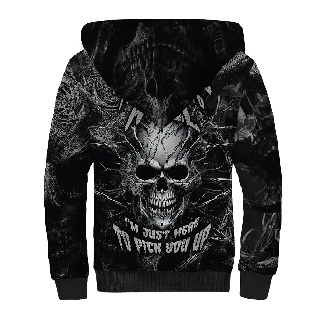 Horror Skull Sherpa Hoodie Of course i'm going to hell i'm just here to pick you up - Wonder Print Shop