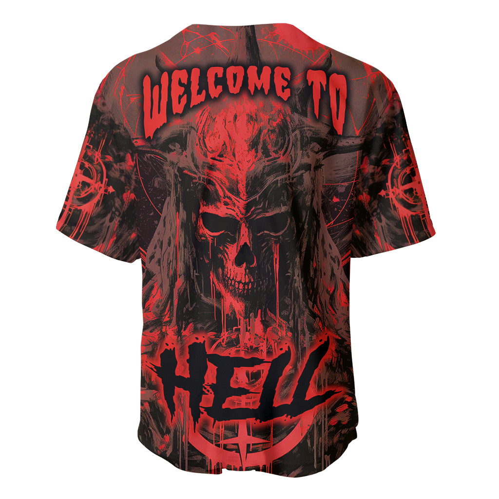 Demon Skull Baseball Jersey Welcome to Hell - Wonder Print Shop