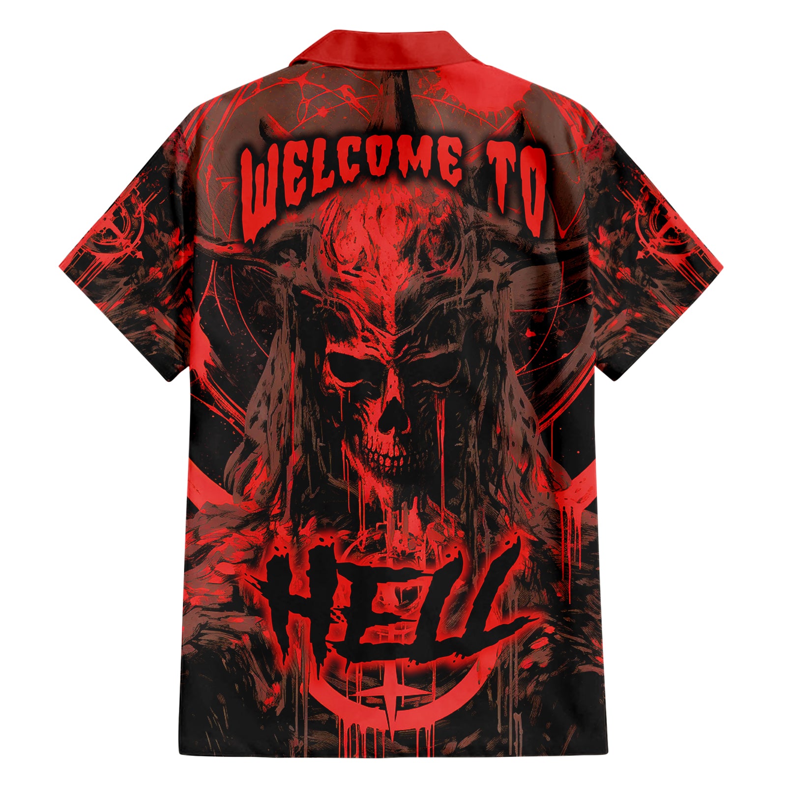 Demon Skull Hawaiian Shirt Welcome to Hell - Wonder Print Shop