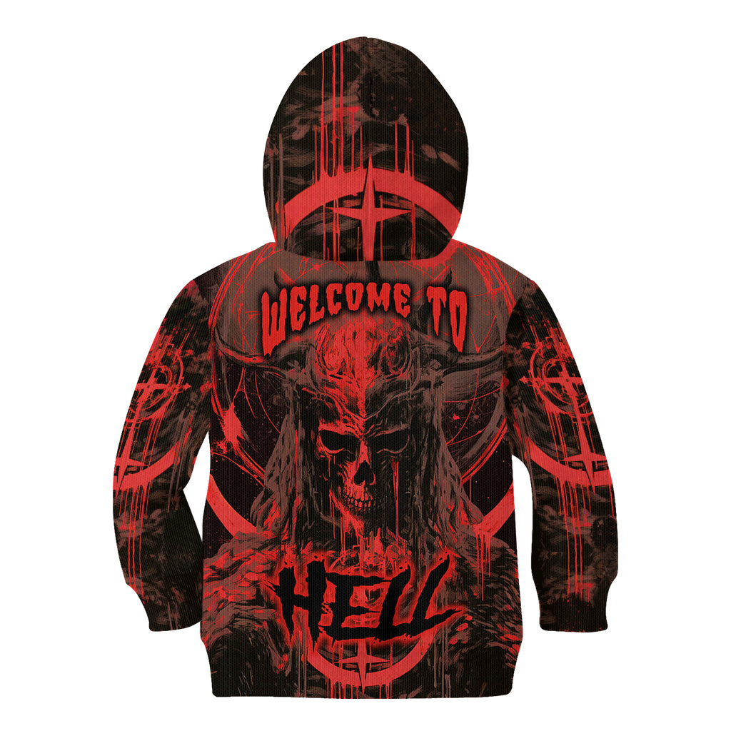 Demon Skull Kid Hoodie Welcome to Hell - Wonder Print Shop