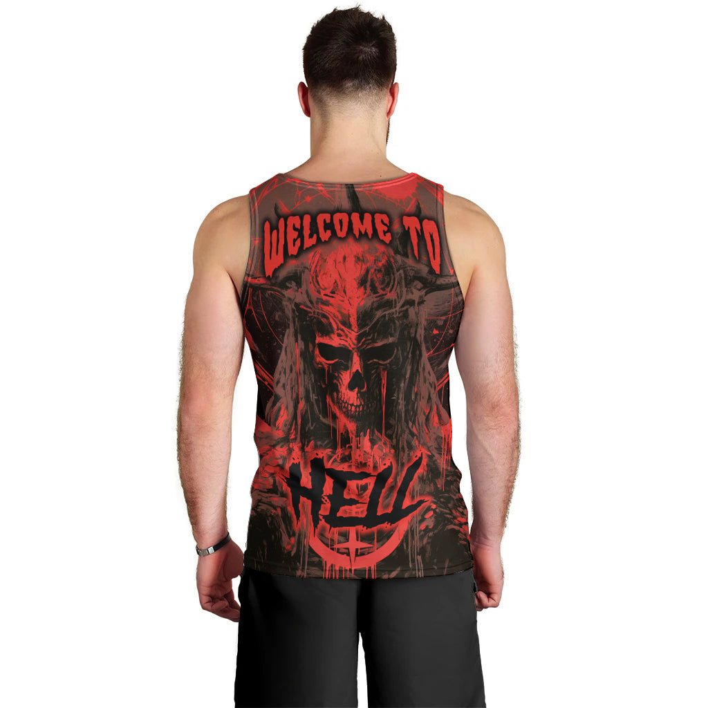 Demon Skull Men Tank Top Welcome to Hell - Wonder Print Shop