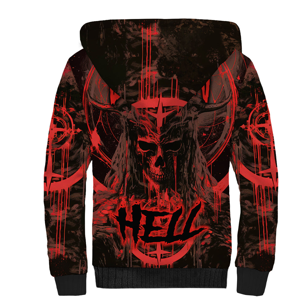 Demon Skull Sherpa Hoodie Welcome to Hell - Wonder Print Shop