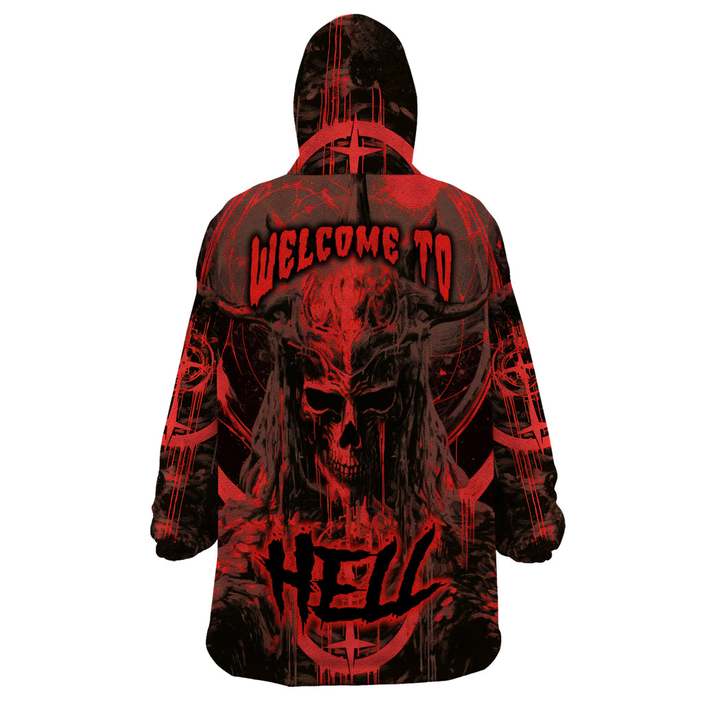 Demon Skull Wearable Blanket Hoodie Welcome to Hell - Wonder Print Shop