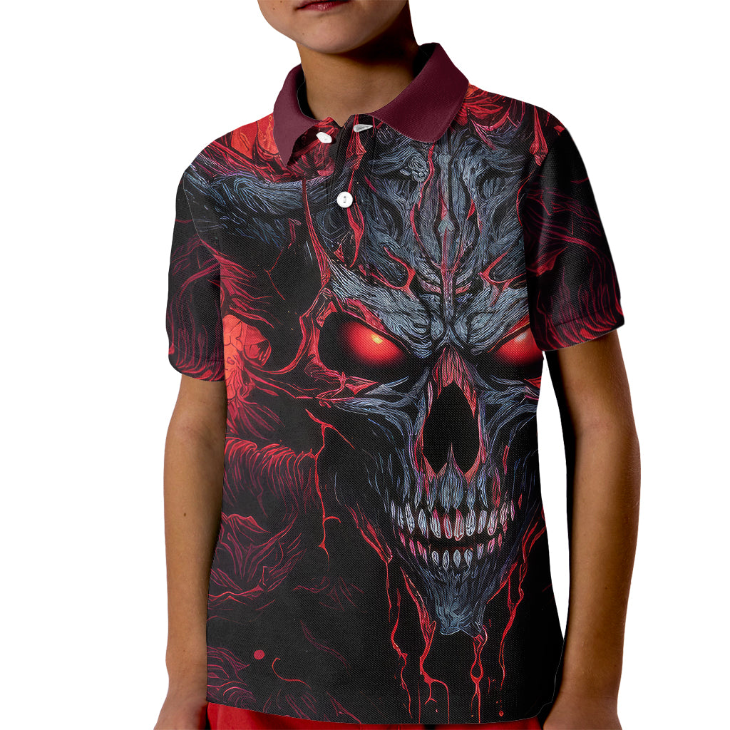 Demon Skull Kid Polo Shirt You Better Pray I Don't Get Up - Wonder Print Shop