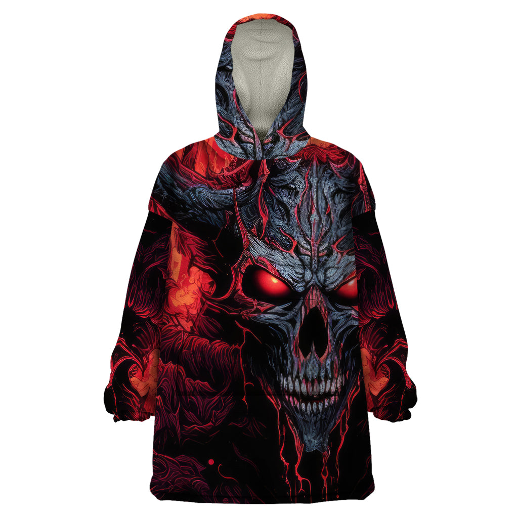 Demon Skull Wearable Blanket Hoodie You Better Pray I Don't Get Up - Wonder Print Shop