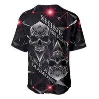 Black baseball jersey with back skull graphic and red geometric light lines