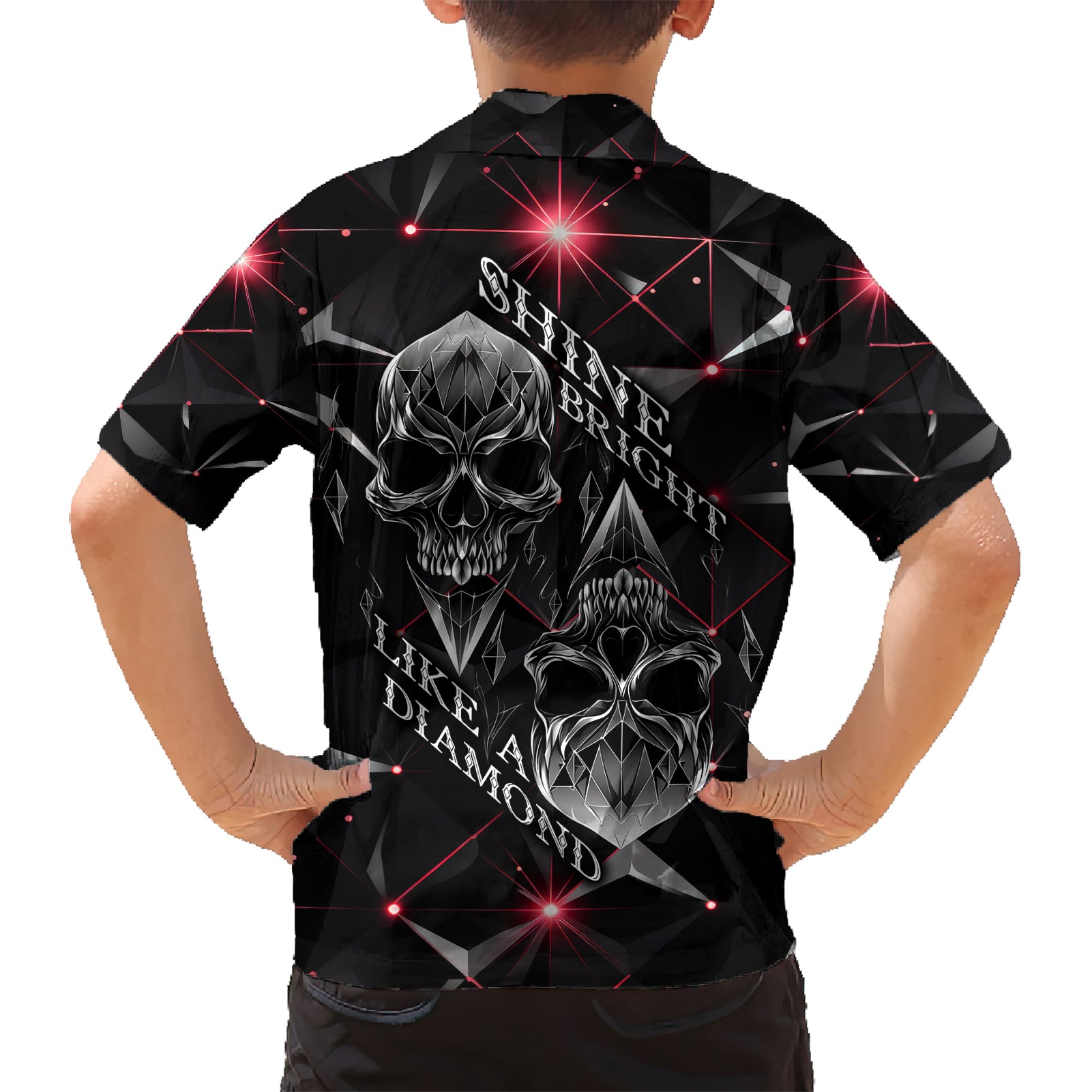 Diamond Skull Kid Hawaiian Shirt Shine Bright Like Diamond - Wonder Print Shop