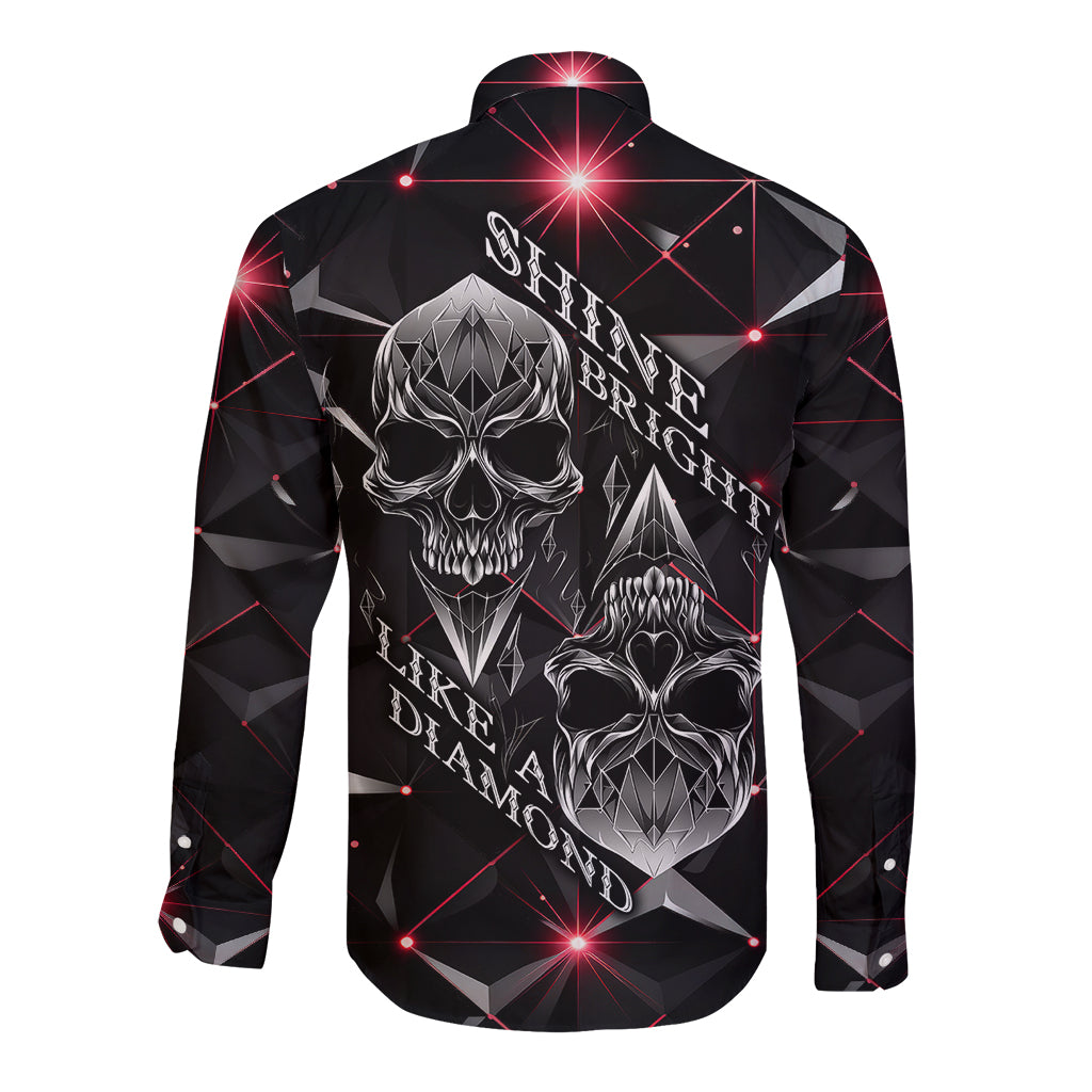 Diamond Skull Long Sleeve Button Shirt Shine Bright Like Diamond - Wonder Print Shop