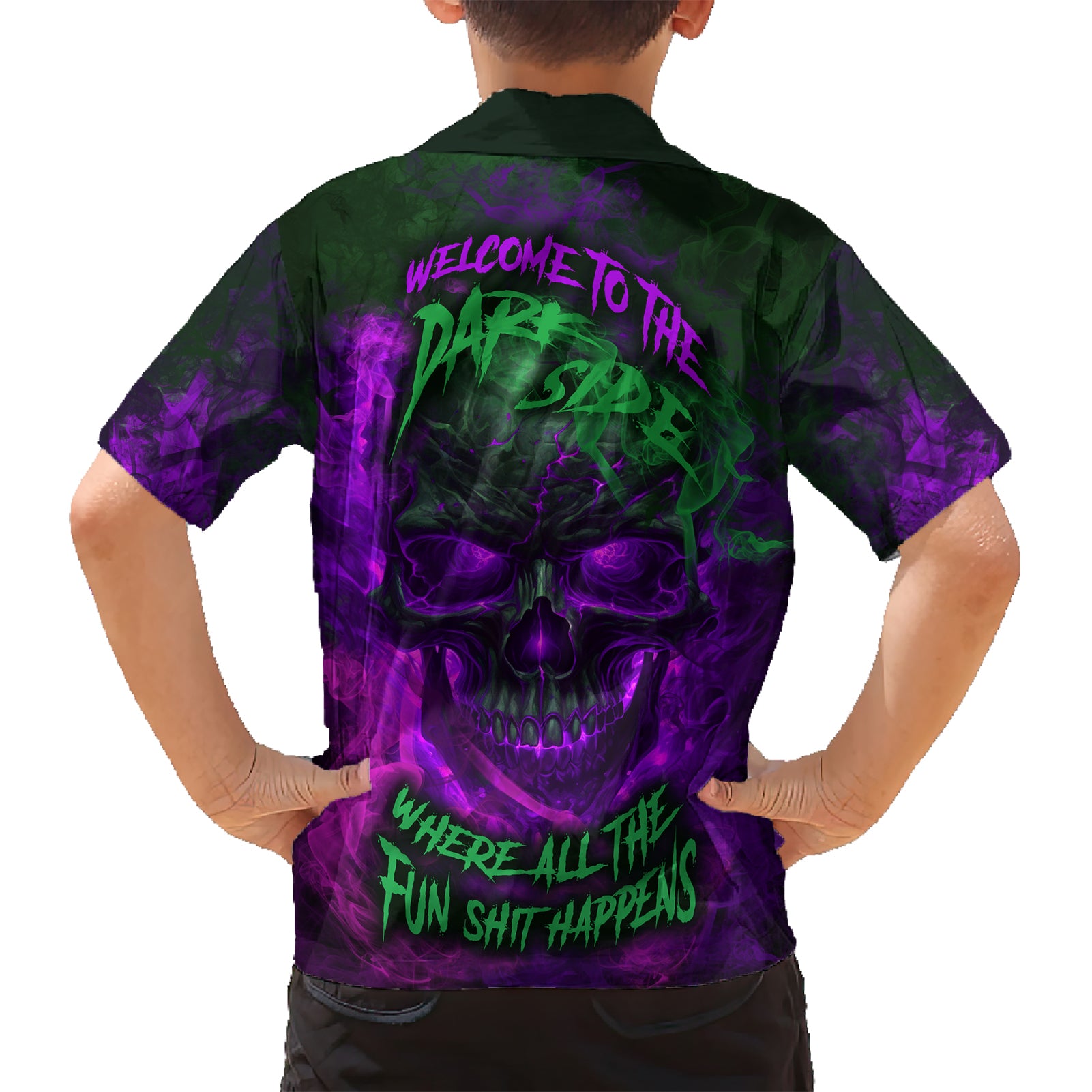 Horor Skull Kid Hawaiian Shirt Welcome to the Dark side - Wonder Print Shop