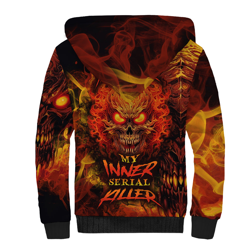 Fire Skull Sherpa Hoodie You inspire my Inner serial Killed - Wonder Print Shop