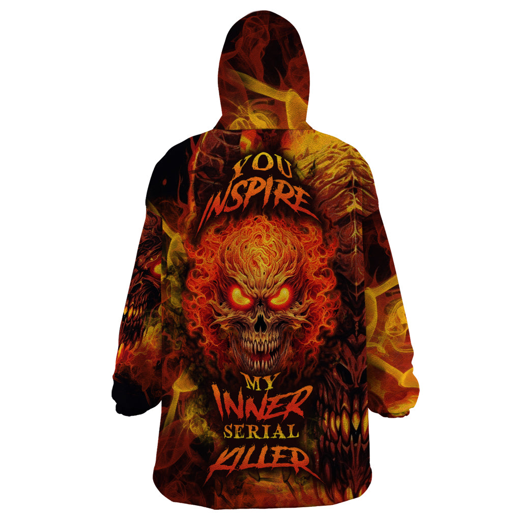 Fire Skull Wearable Blanket Hoodie You inspire my Inner serial Killed - Wonder Print Shop