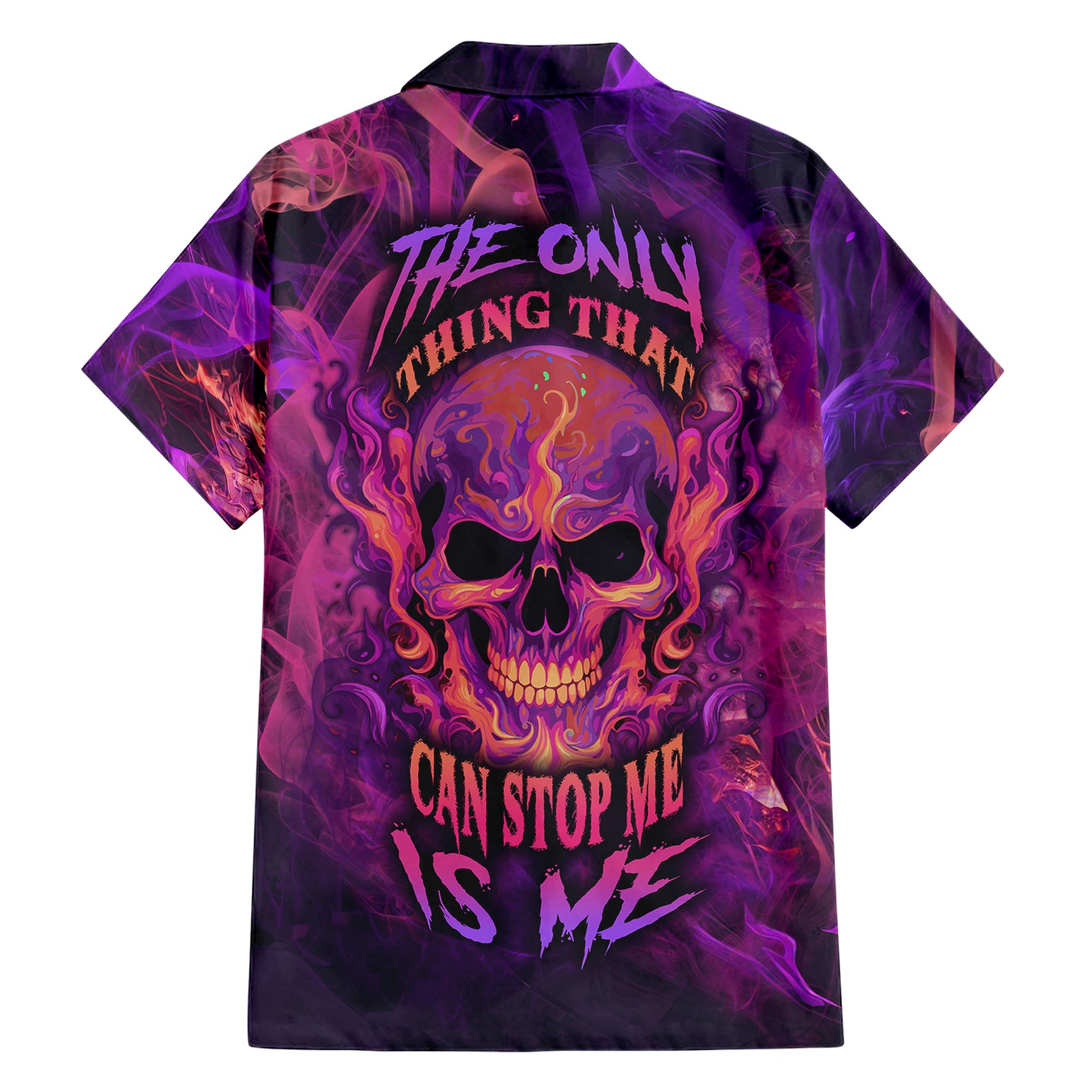 Fire Skull Hawaiian Shirt The Only Thing That Can Stop Me Is Me - Wonder Print Shop