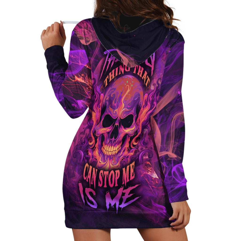 Fire Skull Hoodie Dress The Only Thing That Can Stop Me Is Me - Wonder Print Shop