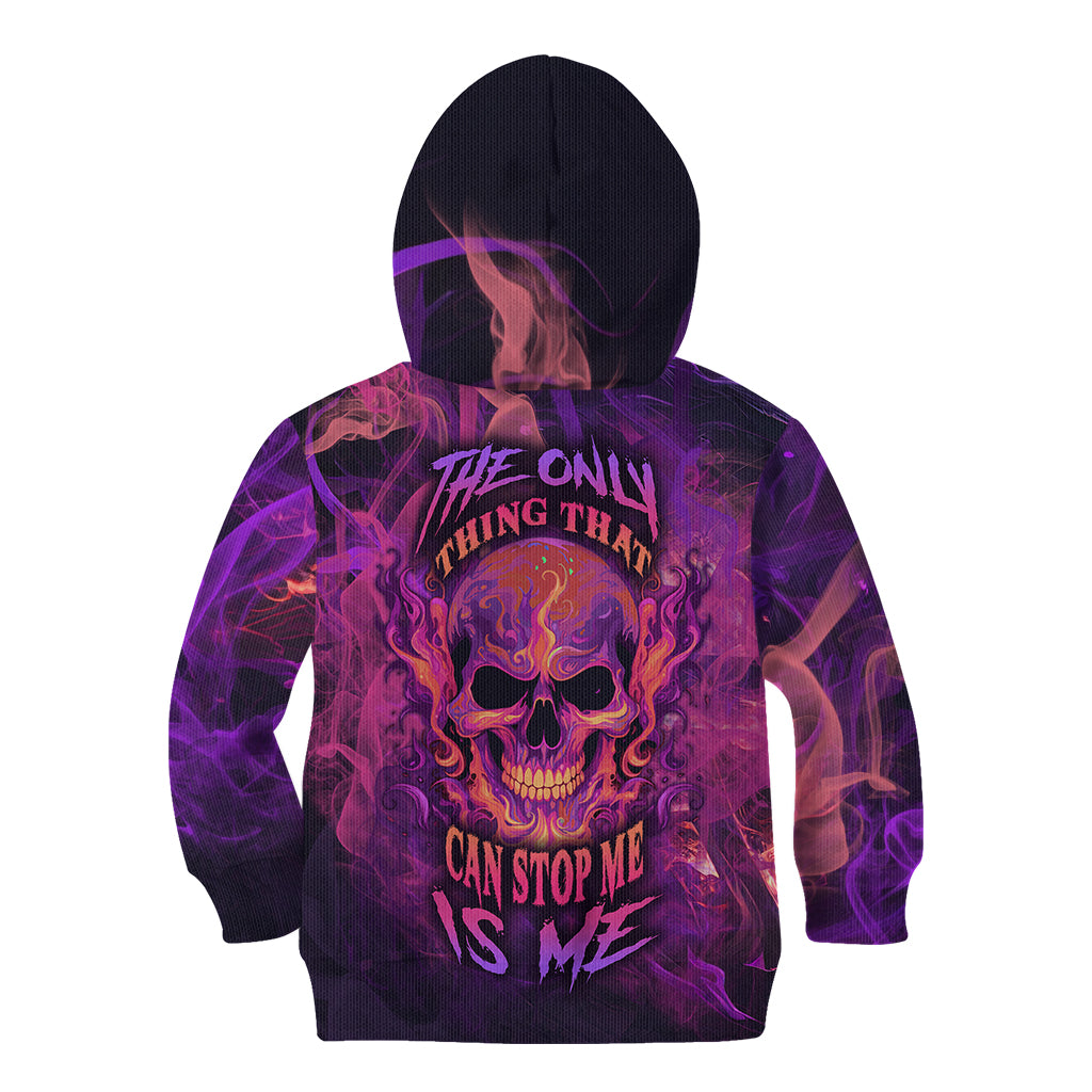 Fire Skull Kid Hoodie The Only Thing That Can Stop Me Is Me - Wonder Print Shop