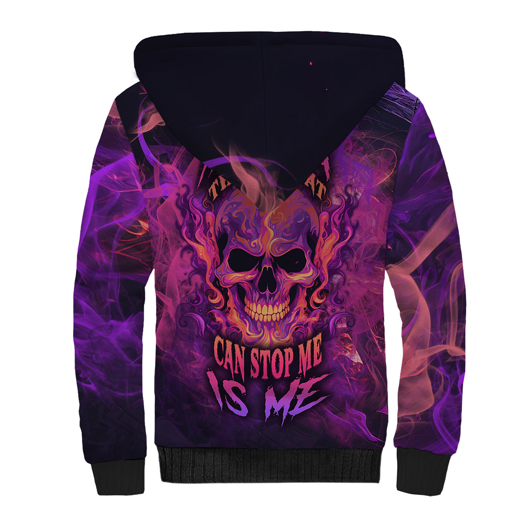 Fire Skull Sherpa Hoodie The Only Thing That Can Stop Me Is Me - Wonder Print Shop