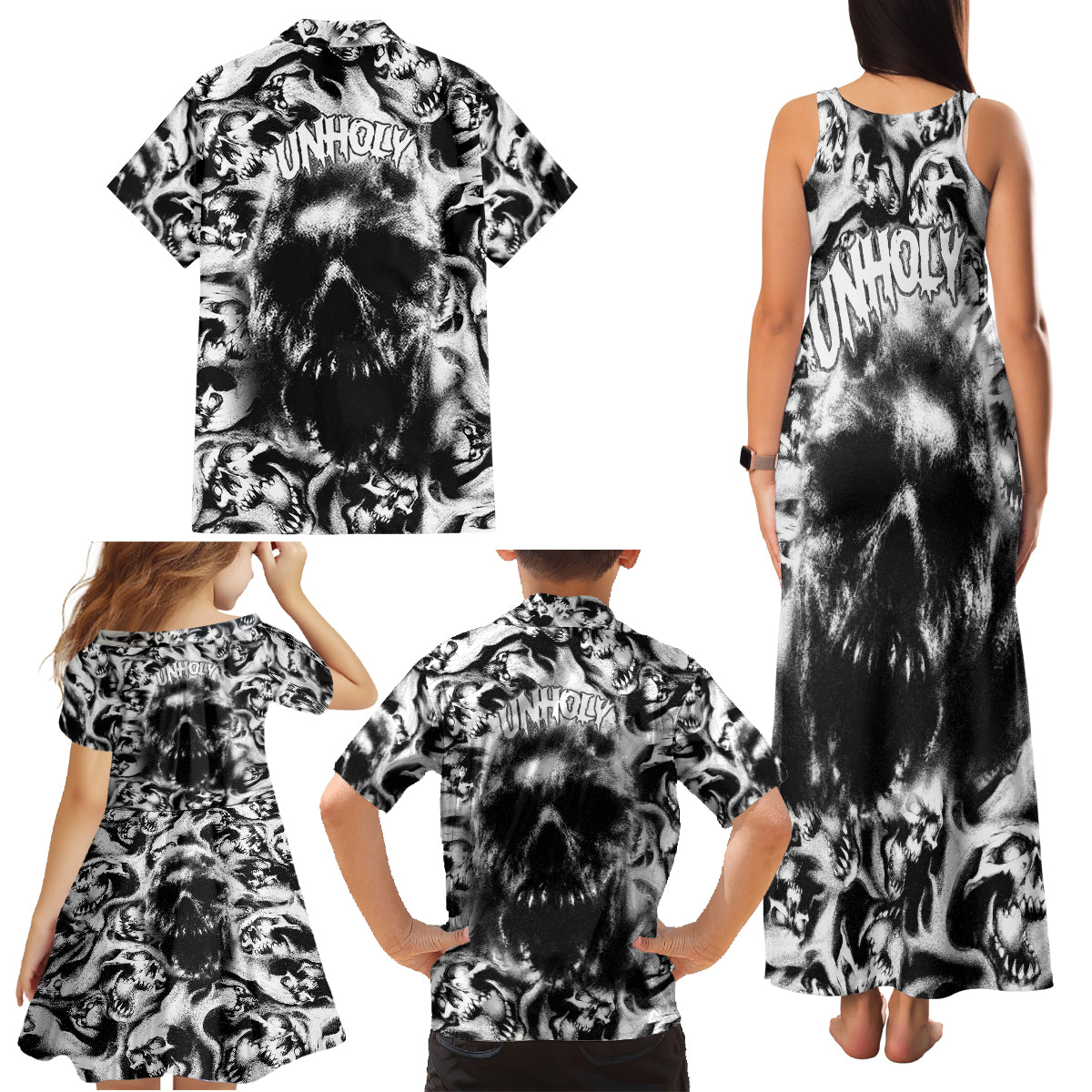 Skull Family Matching Tank Maxi Dress and Hawaiian Shirt Inequitable Spirit - Wonder Print Shop